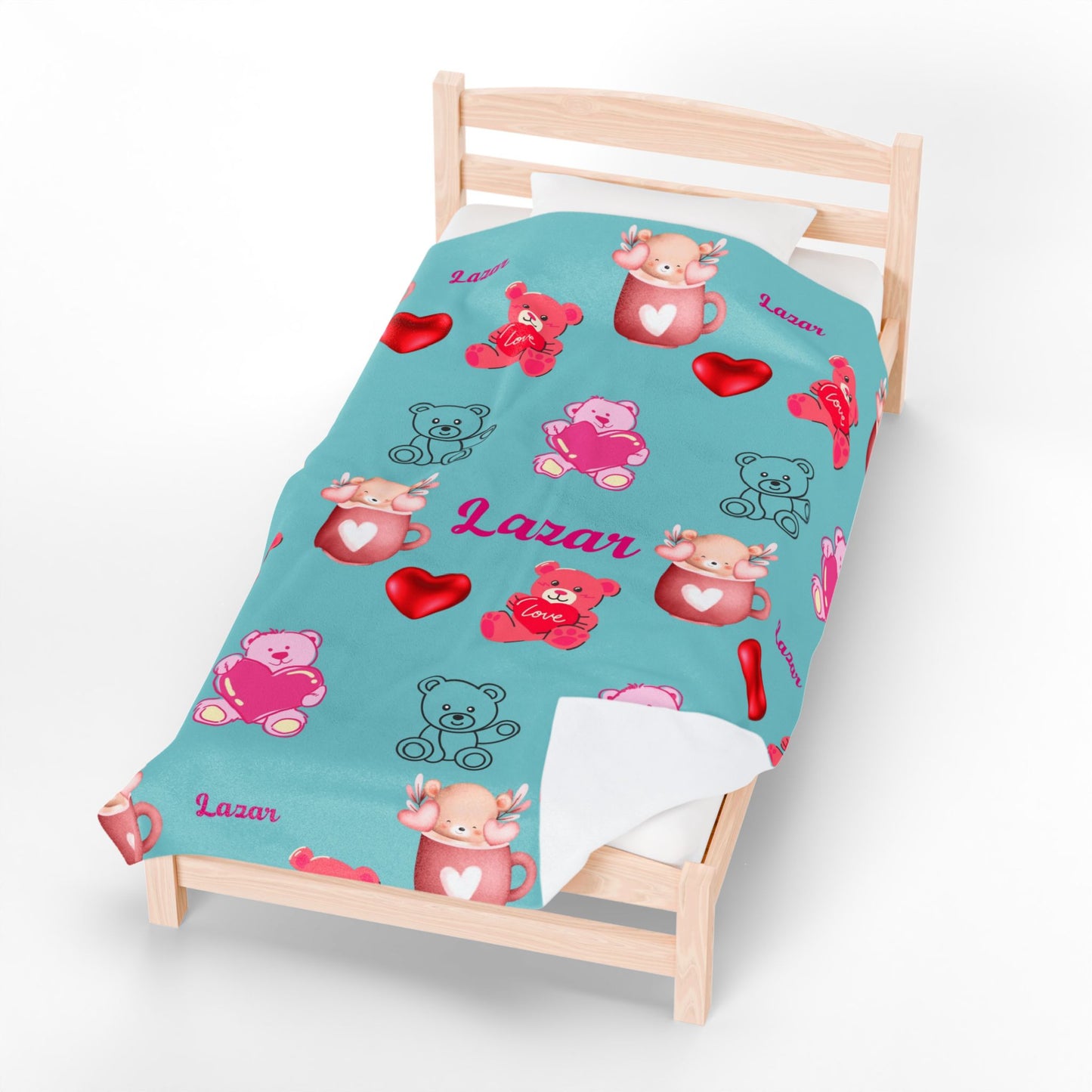 Personalized Teddy Bear Plush Blanket for Toddlers - Cute and Cozy Baby Shower Gift