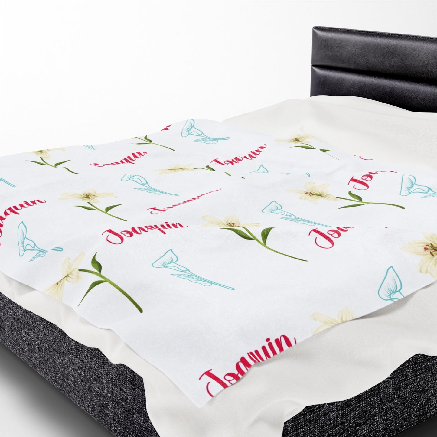 Personalized Velveteen Plush Blanket - Baby Name Floral Design for Nursery, Perfect Newborn Gift