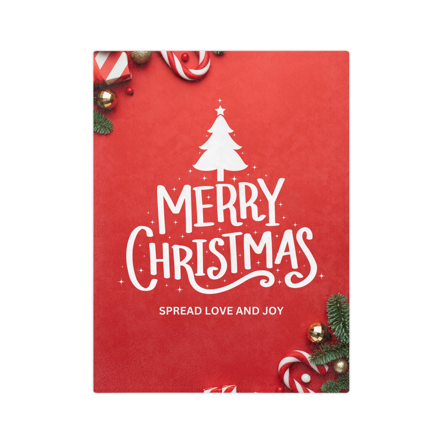 Merry Christmas, Spread Love and Joy Printed Velveteen Minky Blanket