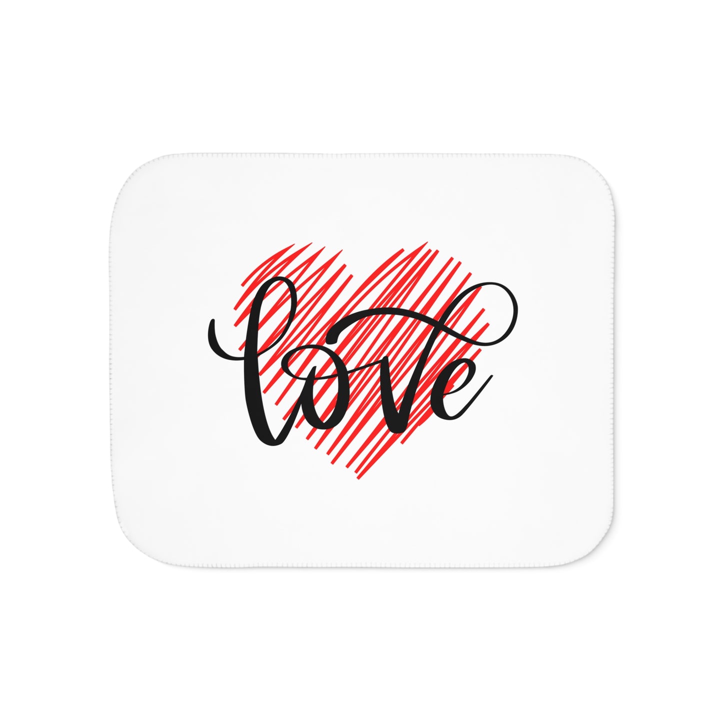 Love inside Heart in Red Printed Sherpa Blenket for Valentine