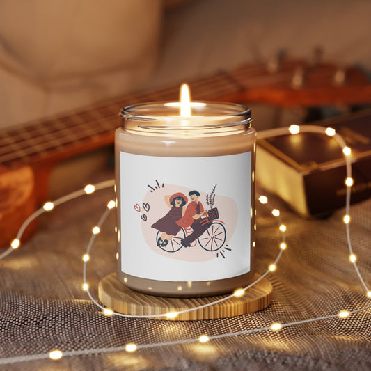 Cute Couple on Bicycle Scanted Candles for Valentines Day