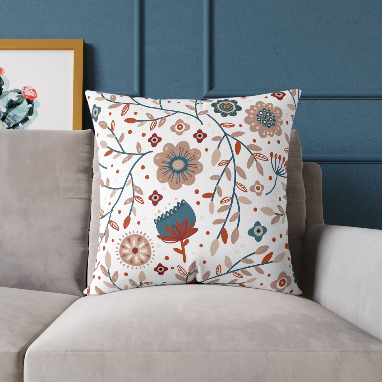 Whimsical Floral Throw Pillow – Boho Decorative Cushion