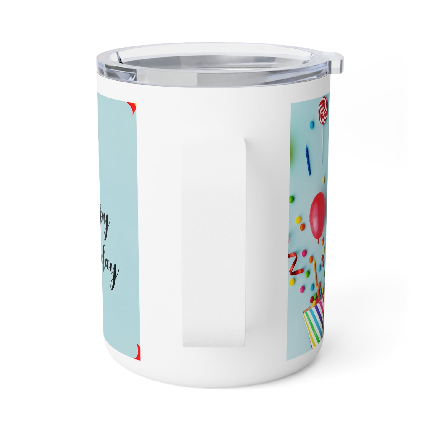 Happy Birthday Insulated Coffee Mugs 10 oz, Sky Blue