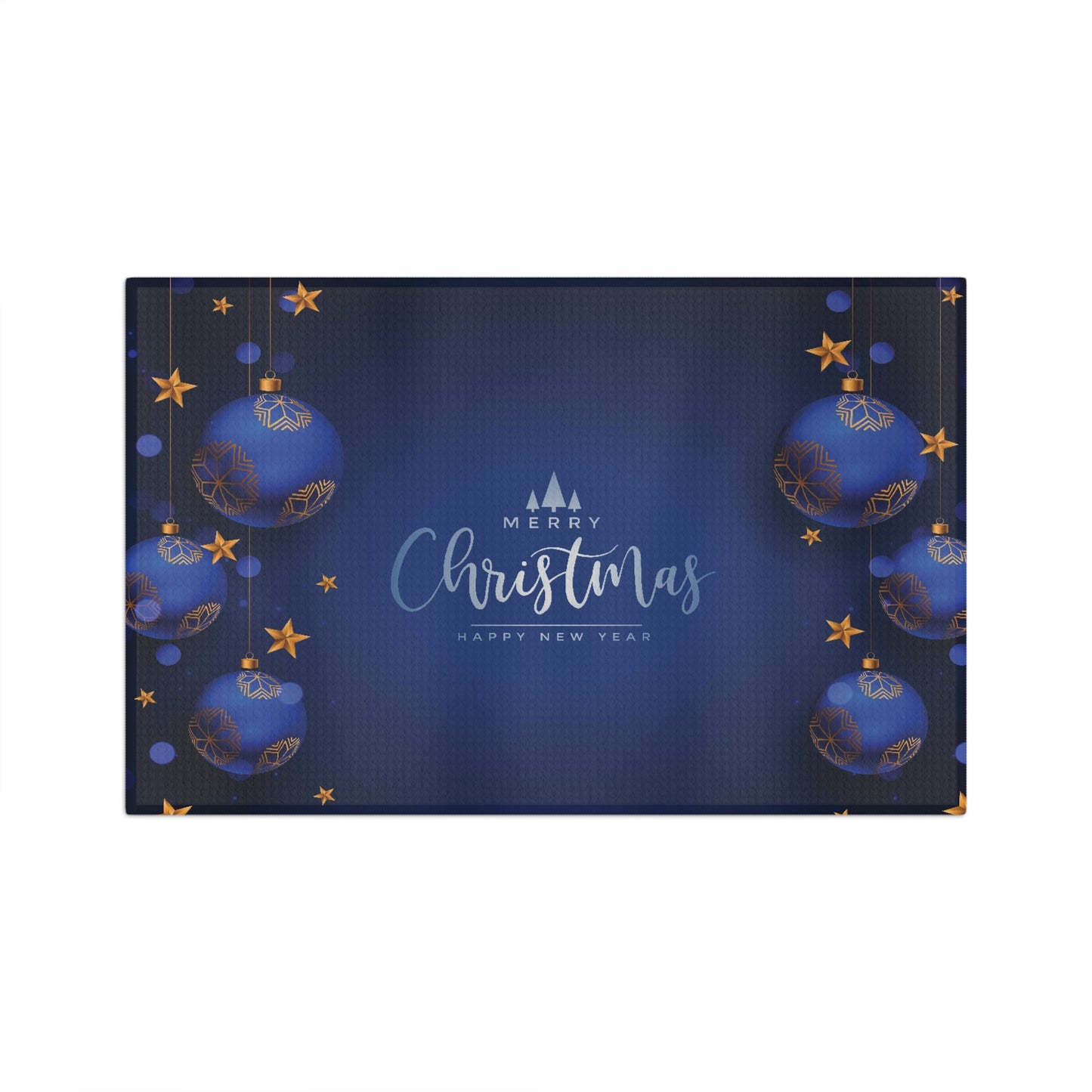 Merry Christmas Printed Soft Tea Towel, Dark Blue