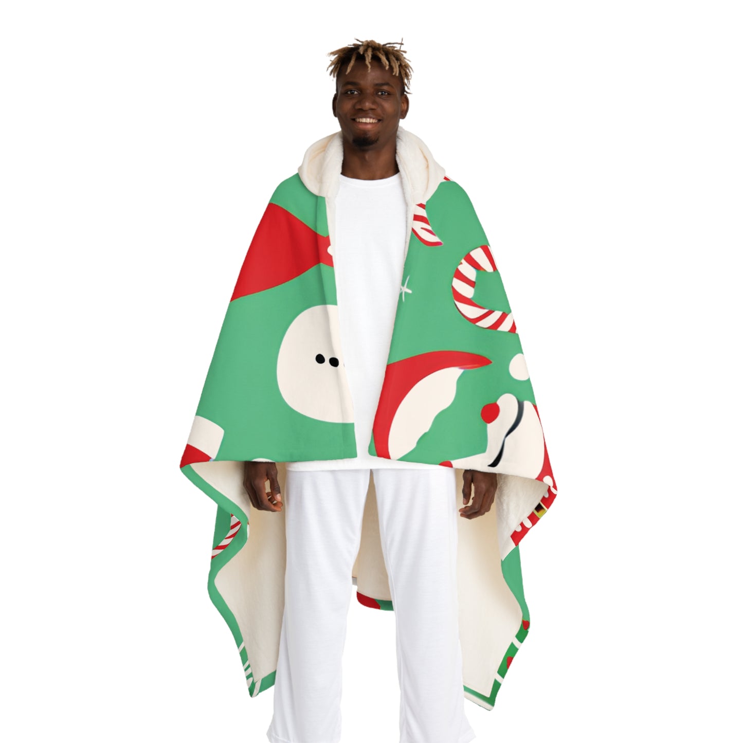 Christmas Hooded Sherpa Fleece Blanket – Cozy Holiday Wearable Throw