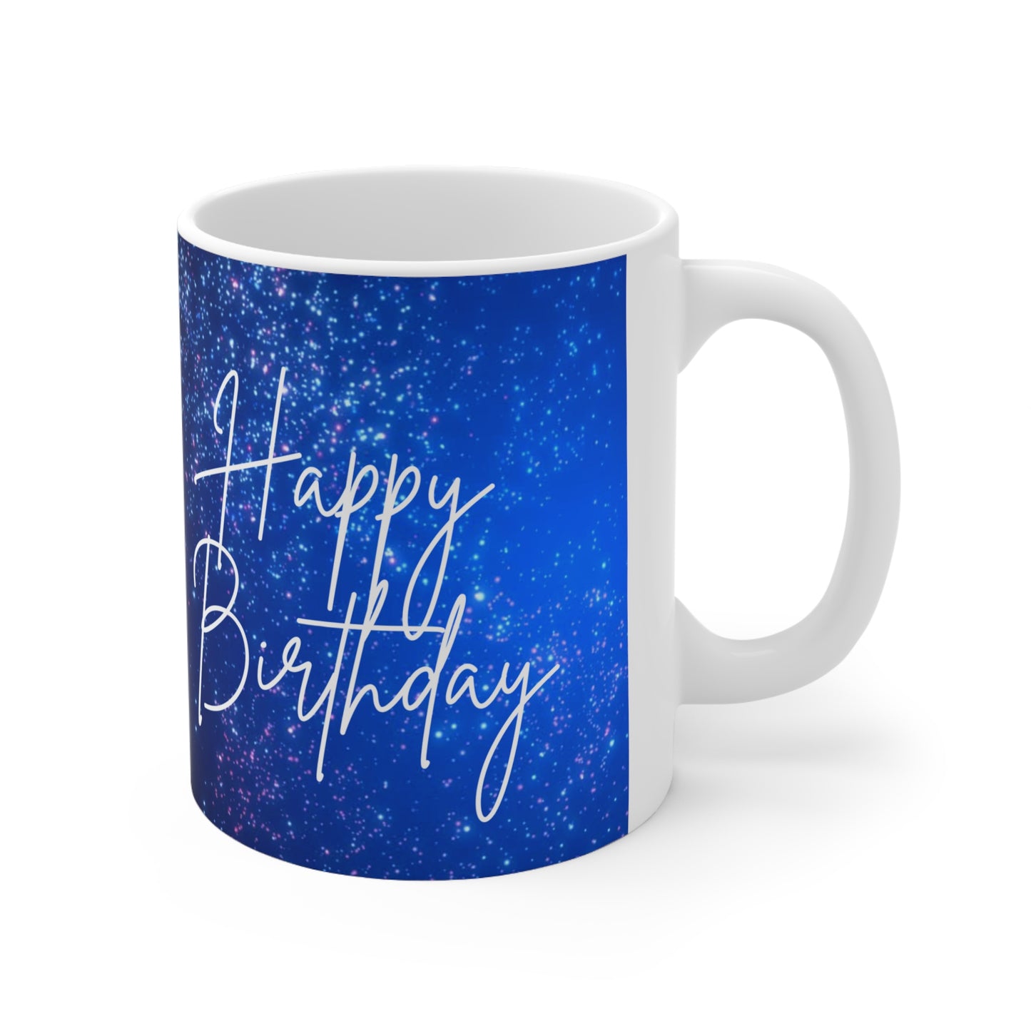 11oz, Happy Birthday Printed Ceramic Coffee mugs, Blue