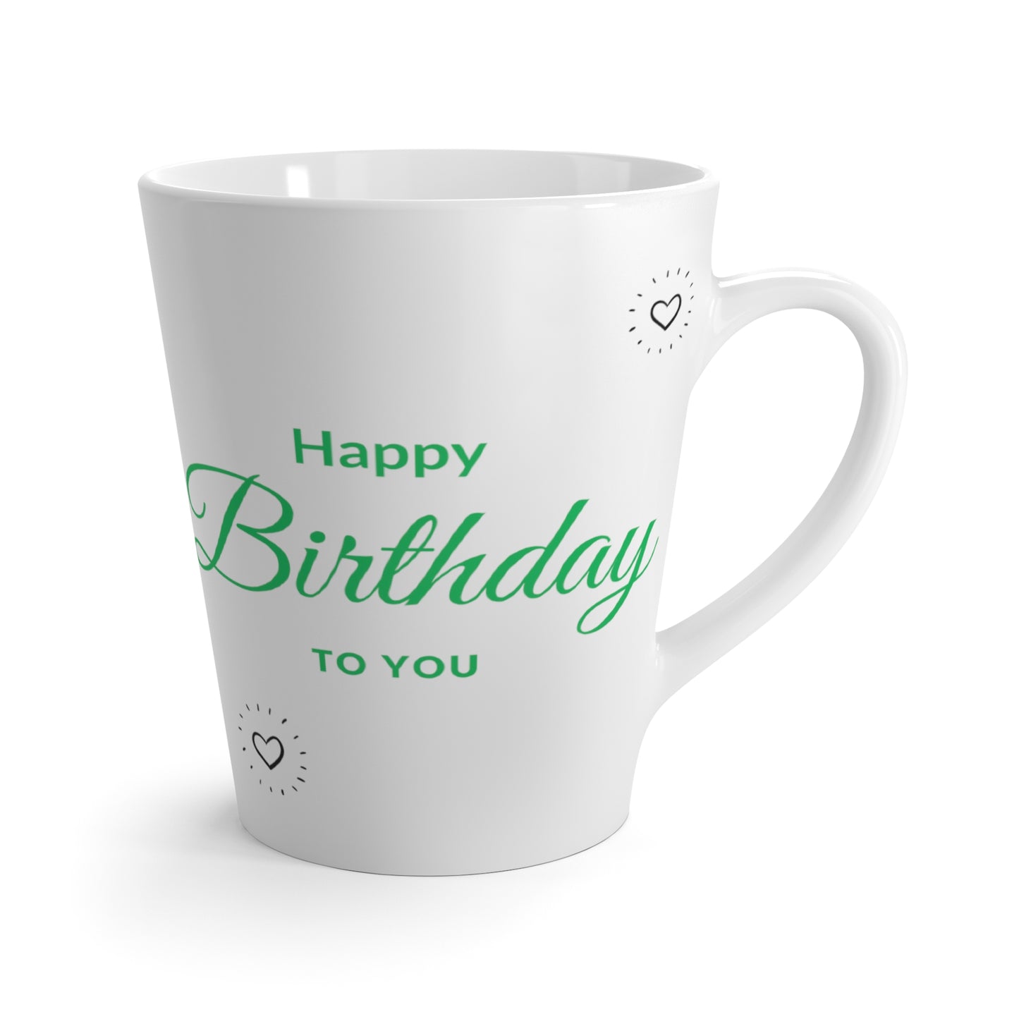 Happy Birthday to You Lattee Mug, 12oz,White & Green