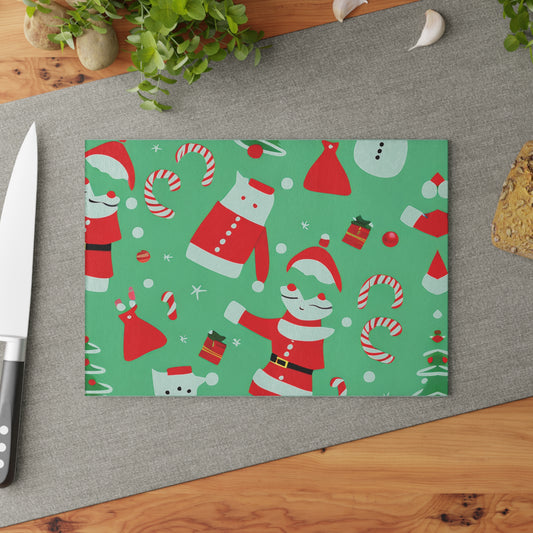 Christmas Glass Cutting Board – Festive Kitchen Prep Surface