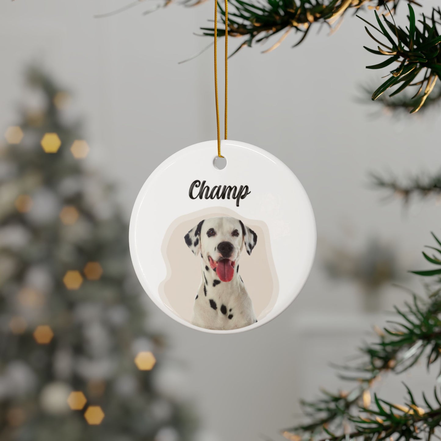 Ceramic Ornaments, Custom Dog Image and Name, Decorative Holiday Gift, Personalized Christmas Tree Decoration, Pet Lover Ornament,