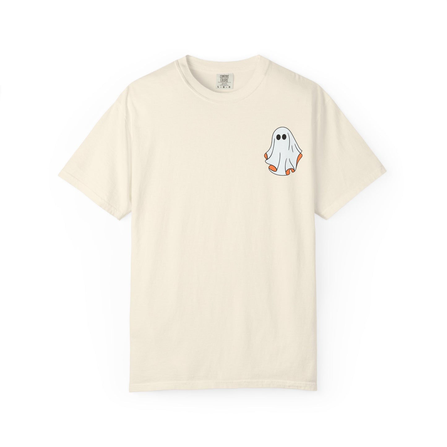 Minimal Ghost Halloween T-Shirt – Cute Pocket Graphic Tee for Spooky Season