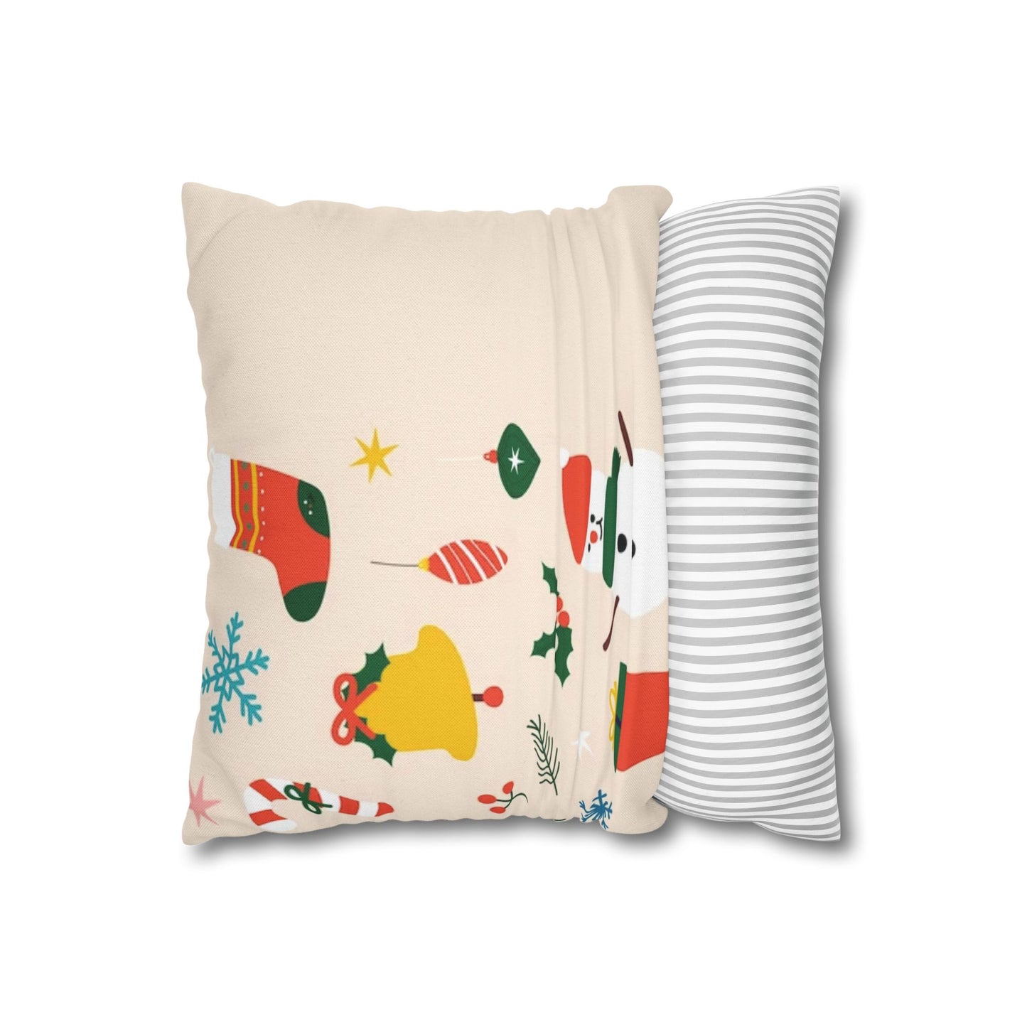 Christmas Square Pillow Case – Spun Polyester Cover with Double-Sided Print