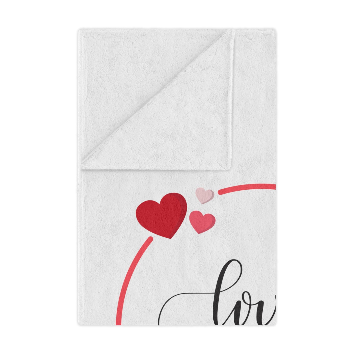 Love You with Flying Hearts Printed Valentine Minky Blanket