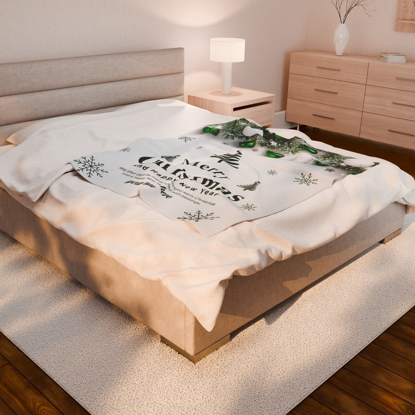 Green Ornament Christmas Blanket – Personalized Holiday Throw for a Merry & Bright Season