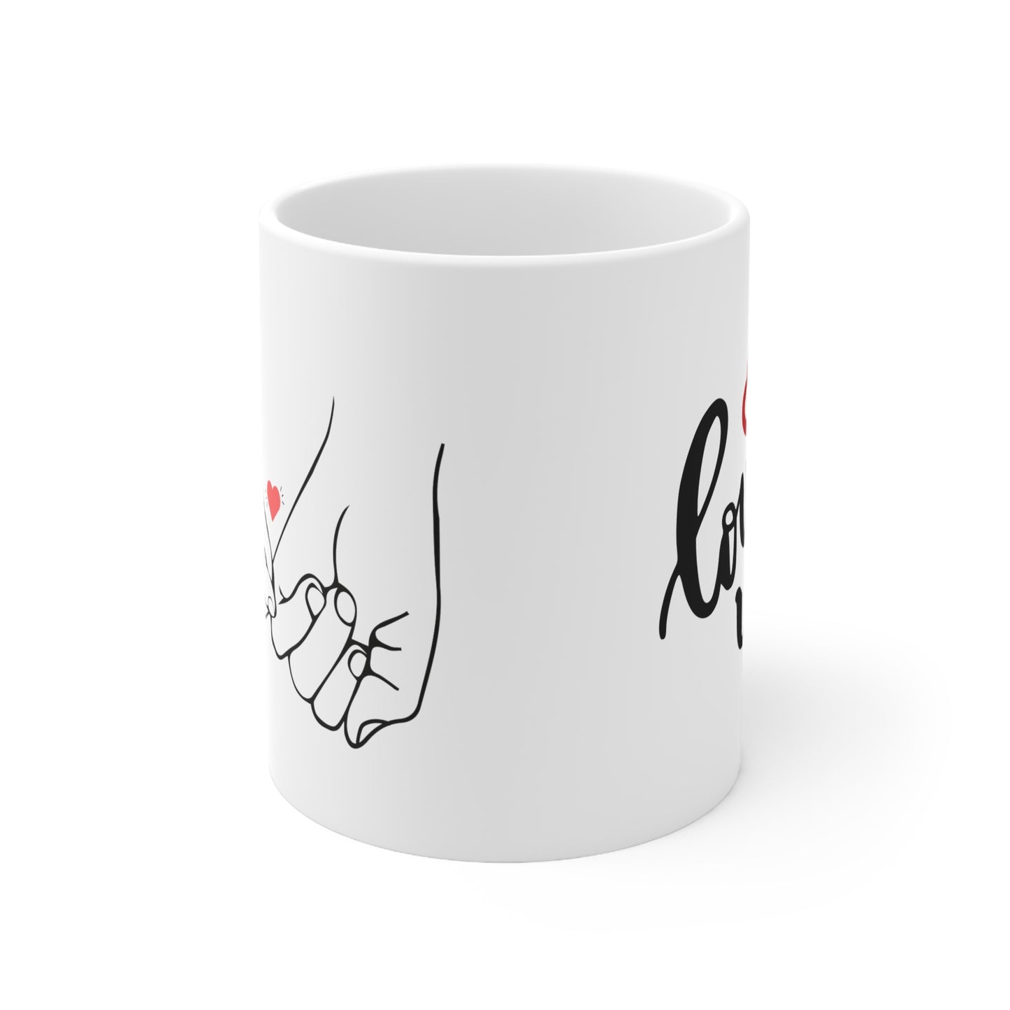 Couple's Hand with Loe You Printed Ceramic Mugs, 11oz