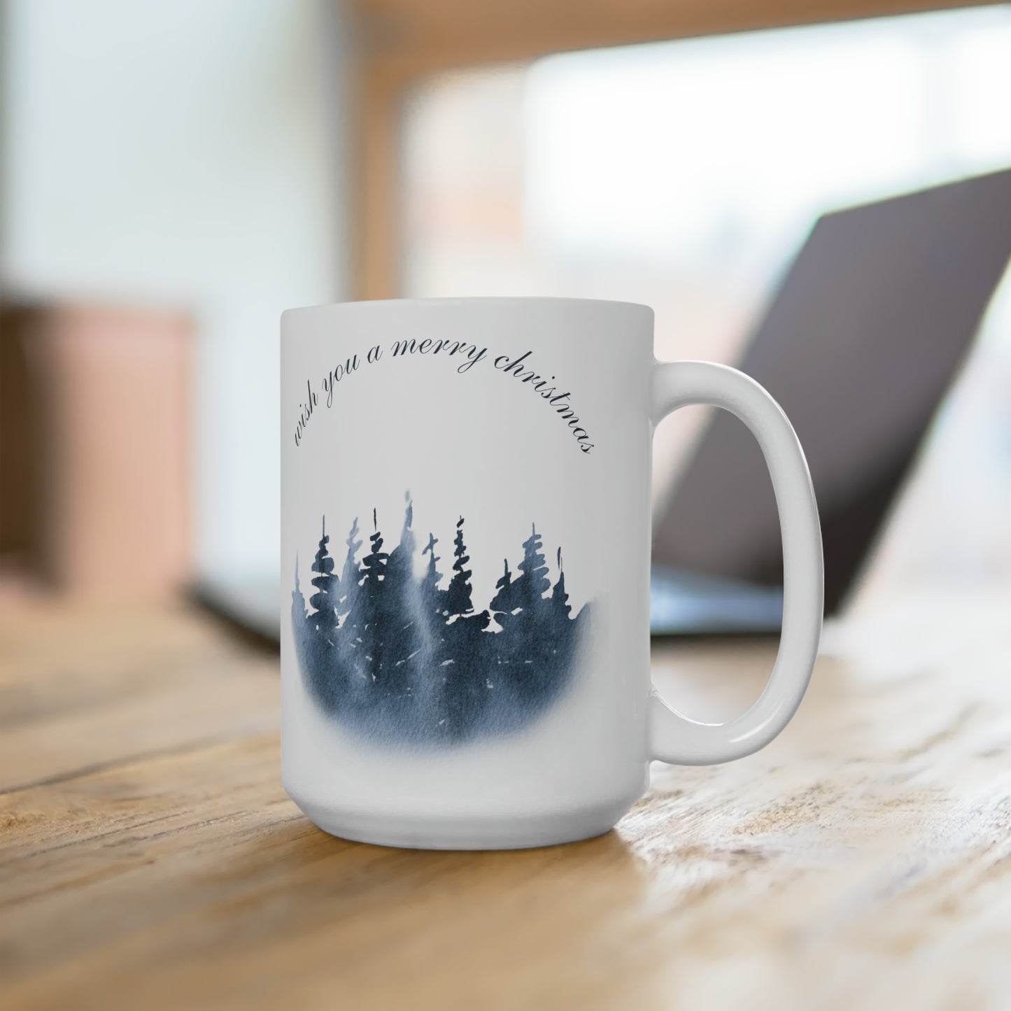 Wish You a Merry Christmas Printed Ceramic Mugs, 15 oz