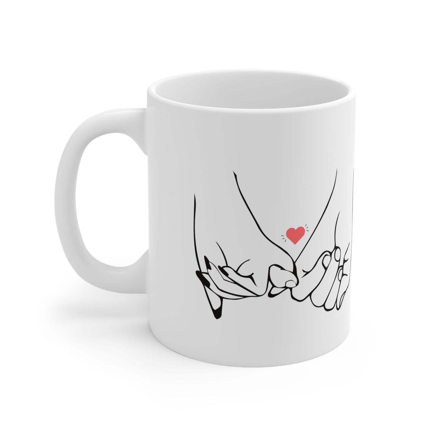 Couple's Hand with Loe You Printed Ceramic Mugs, 11oz