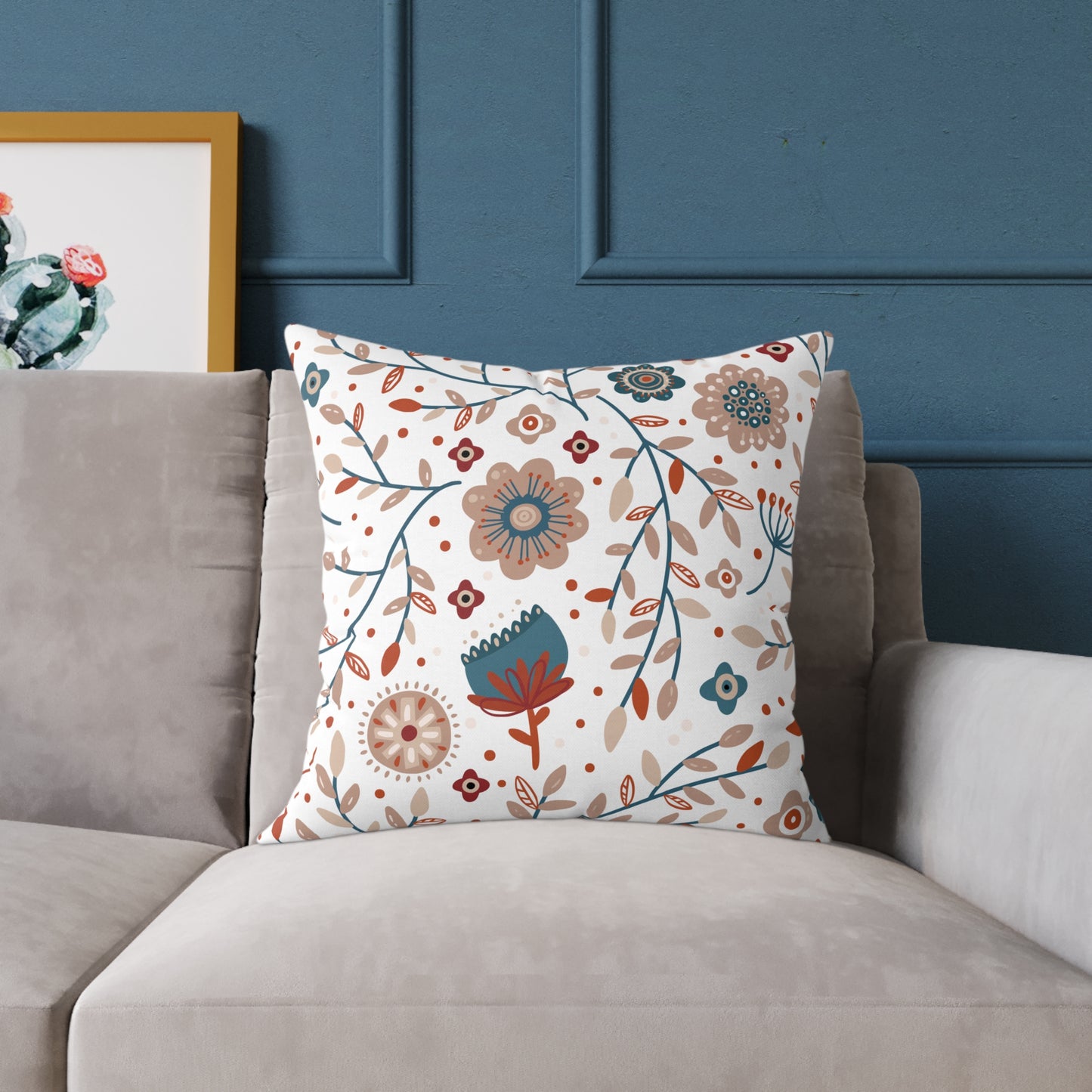 Whimsical Floral Throw Pillow – Boho Decorative Cushion