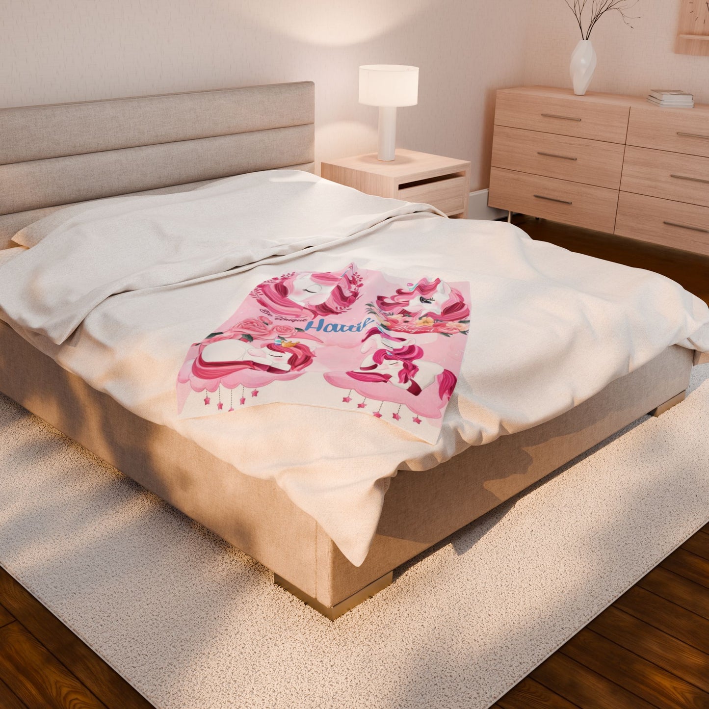 Personalized Unicorn Blanket for Kids – Soft Plush Velveteen Throw for Girls – Magical Custom Gift for Birthdays & Holidays
