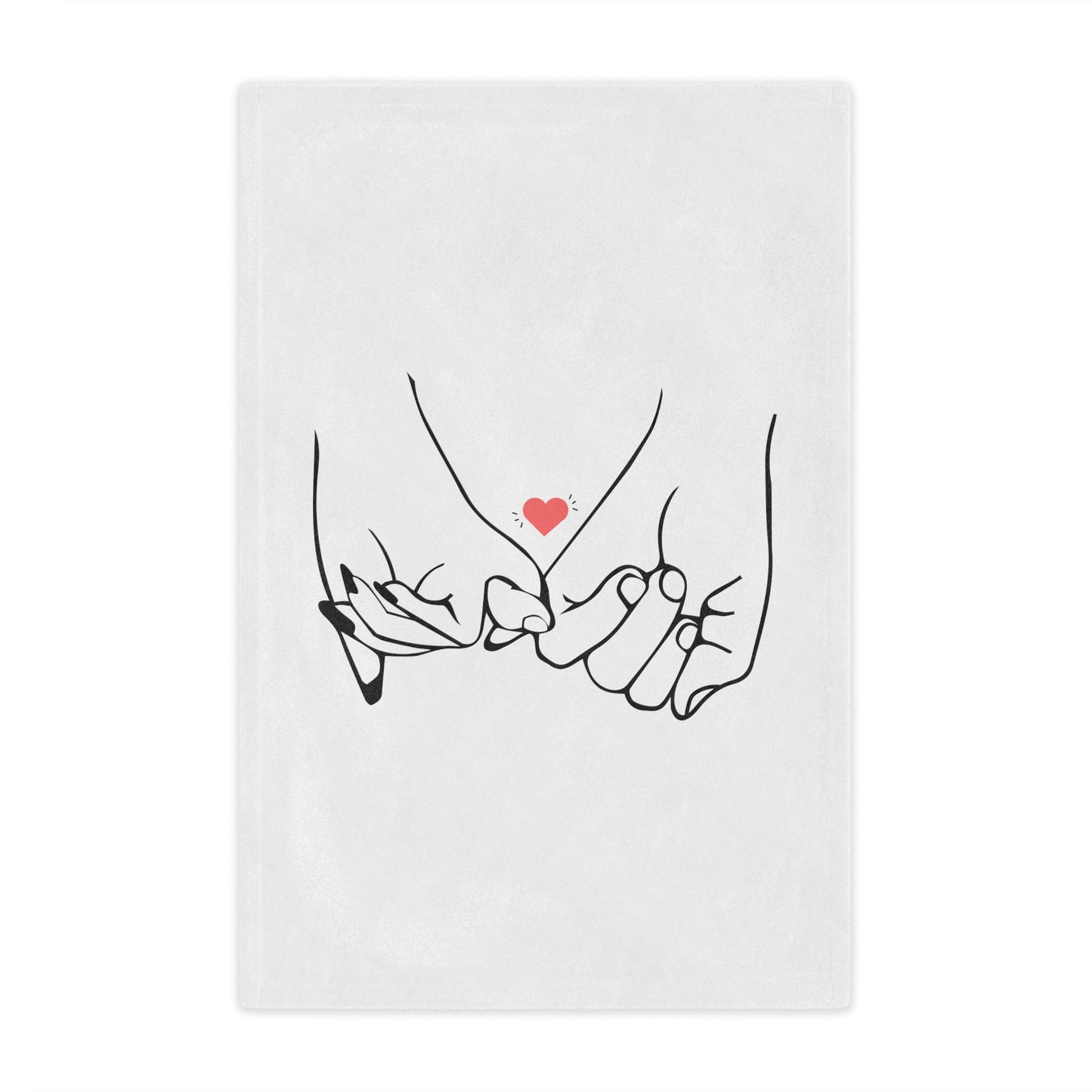 Couple's Hand with Love You Printed Valentine Minky Blanket