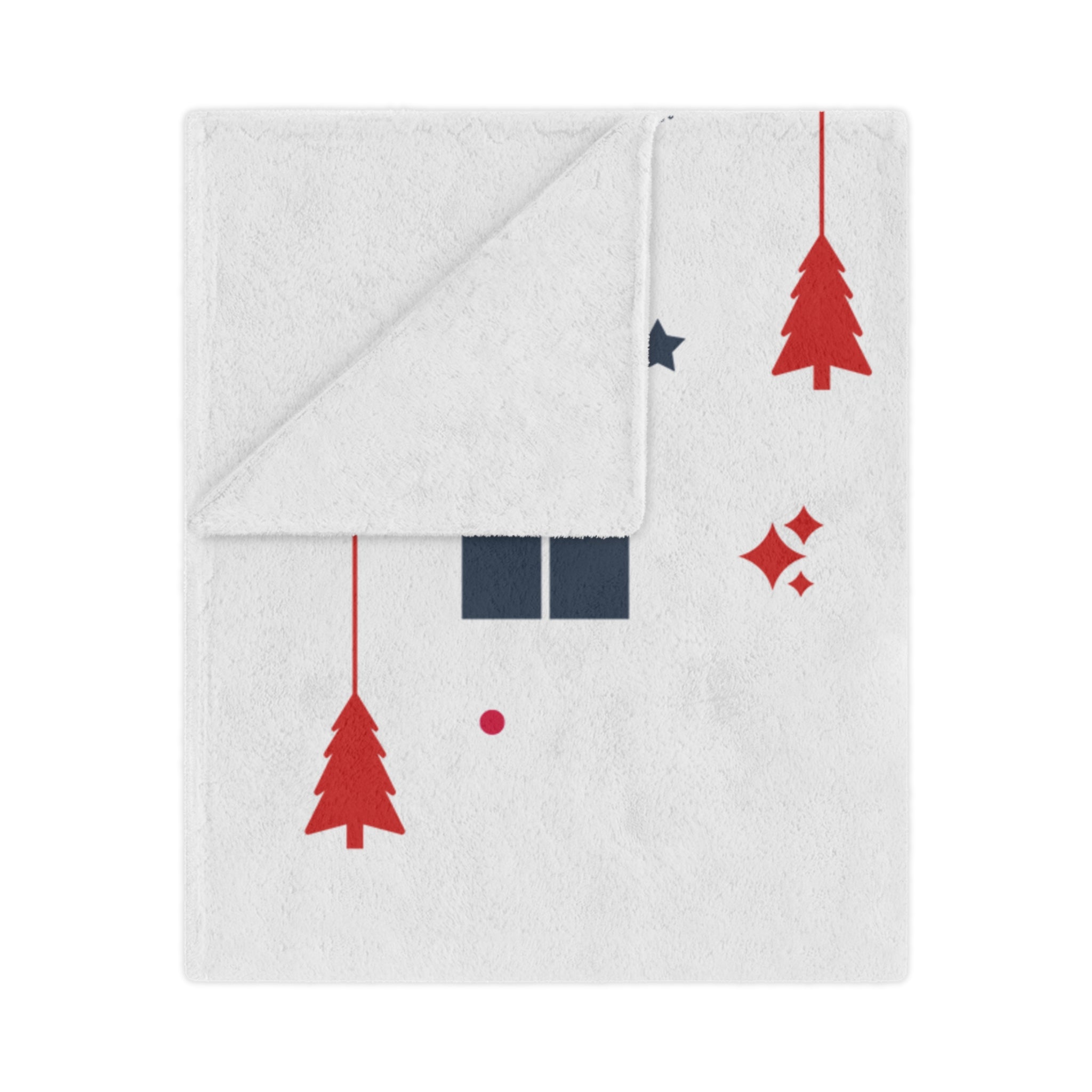 Merry Christmas & Happy New Year Prited Velveteen Minky Blanket, White