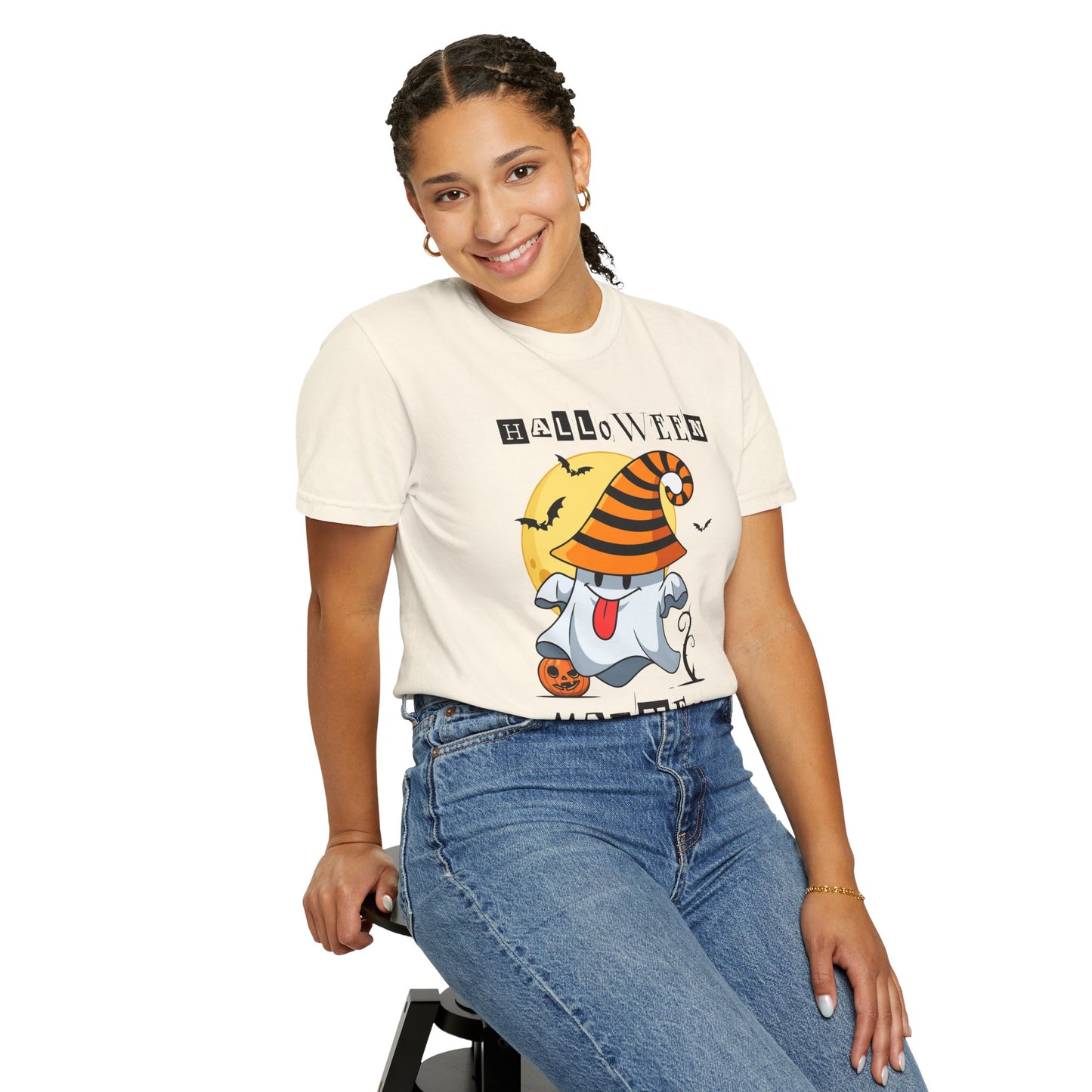 Halloween Madness Tee – Ghostly Grins Under Witchy Skies!