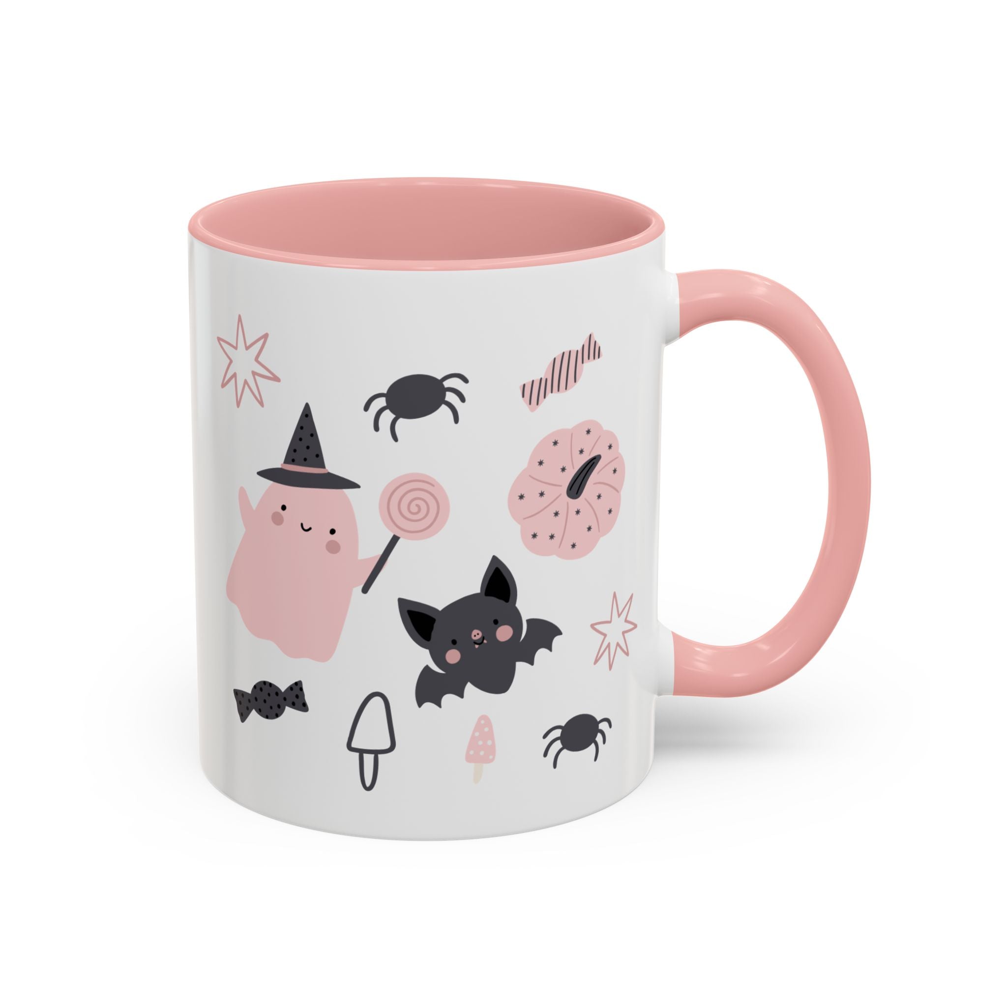 Halloween Ceramic Mug, Festive Pumpkin and Bat Coffee Cup