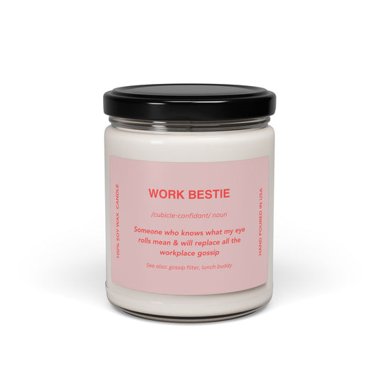 Work Bestie Scented Soy Candle, 9oz – Funny Gift for Coworkers and Office Friends