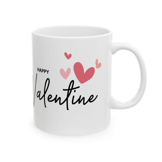 Happy Valentine with Heart Printed Valentine Ceramic Mug, 11oz