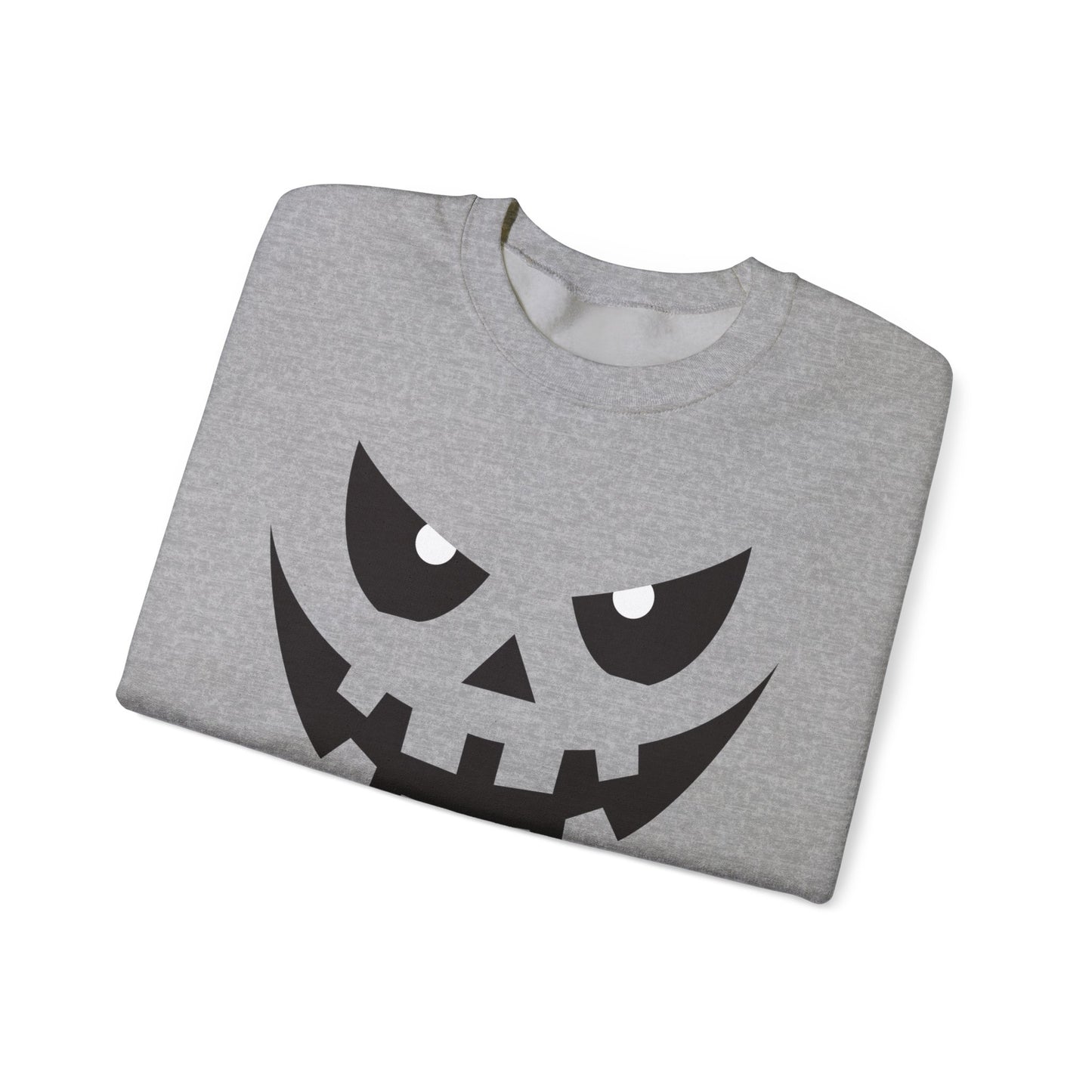 Creepy Pumpkin Face Halloween Sweatshirt – Beige Graphic Pullover for Spooky Season