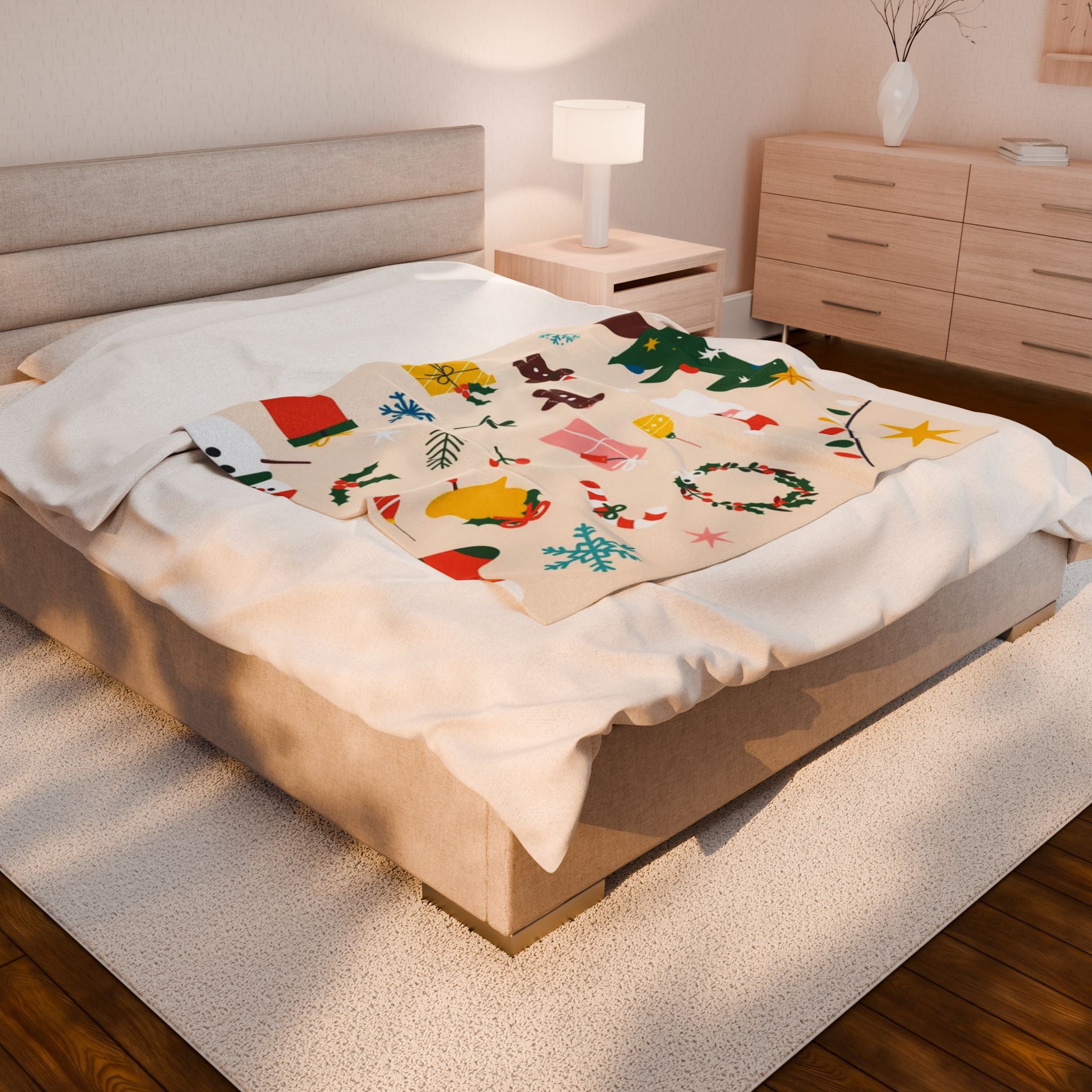 Christmas Velveteen Plush Blanket – Soft & Festive Holiday Throw