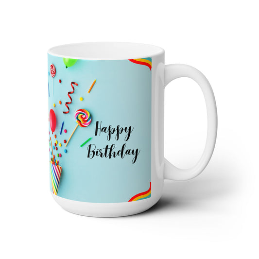 Birthday Ceramic Mugs 15 oz, Happy Birthday Printed Coffee Mug