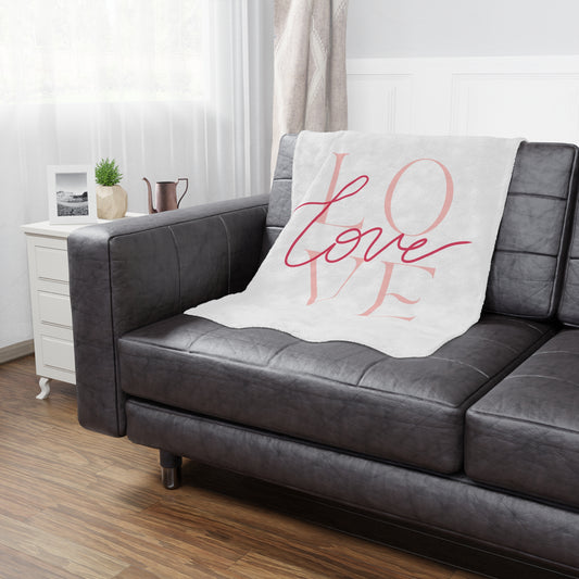 I Love Printed Valenitne Minky Blanket, White & Red