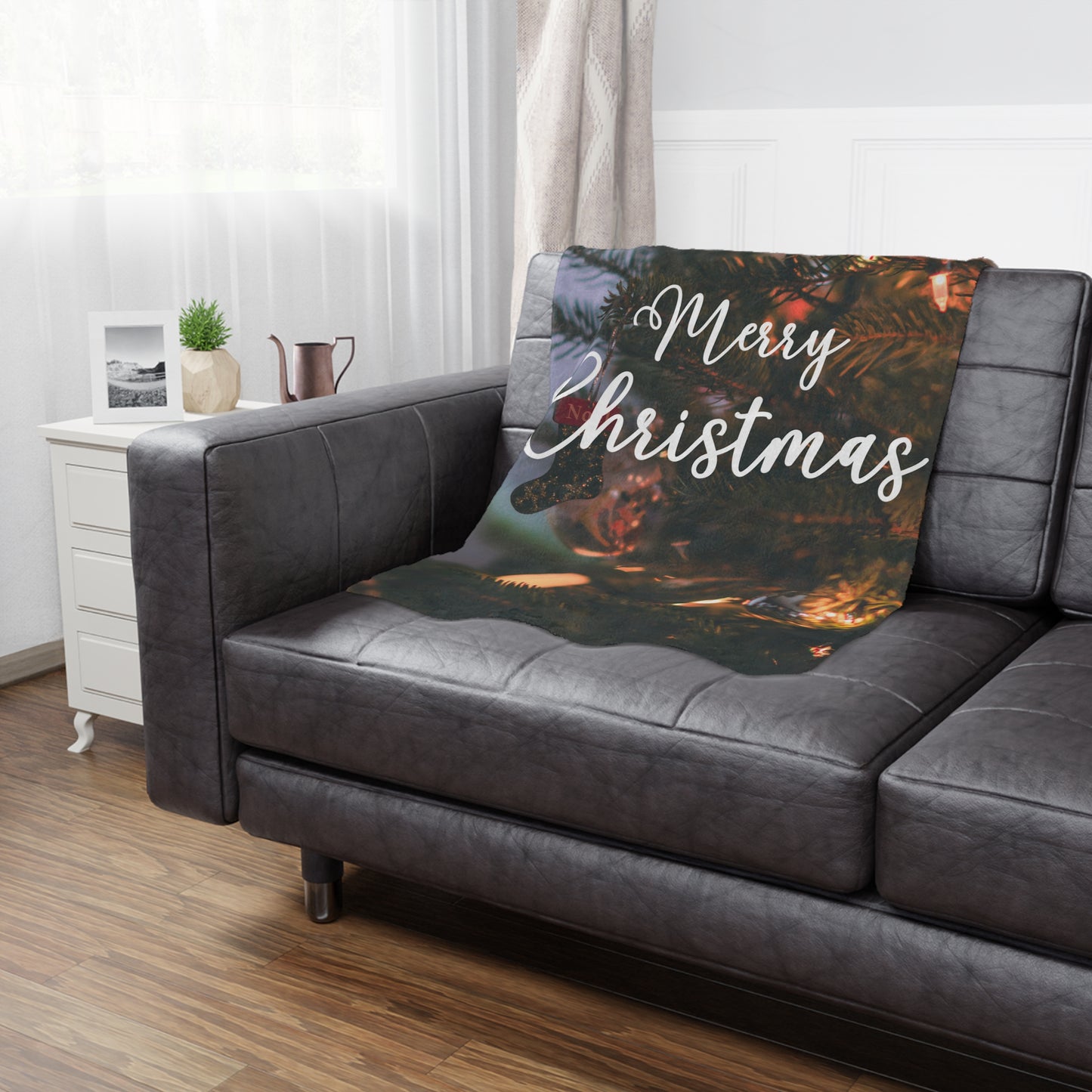 Merry Christmas with Ornament Printed Minky Blanket