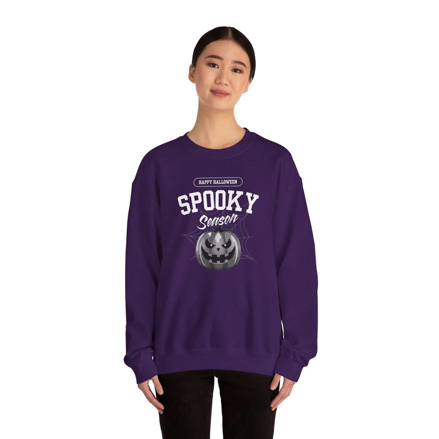 Spooky Season Halloween Sweatshirt – Creepy Cute Pumpkin Graphic Pullover for Fall