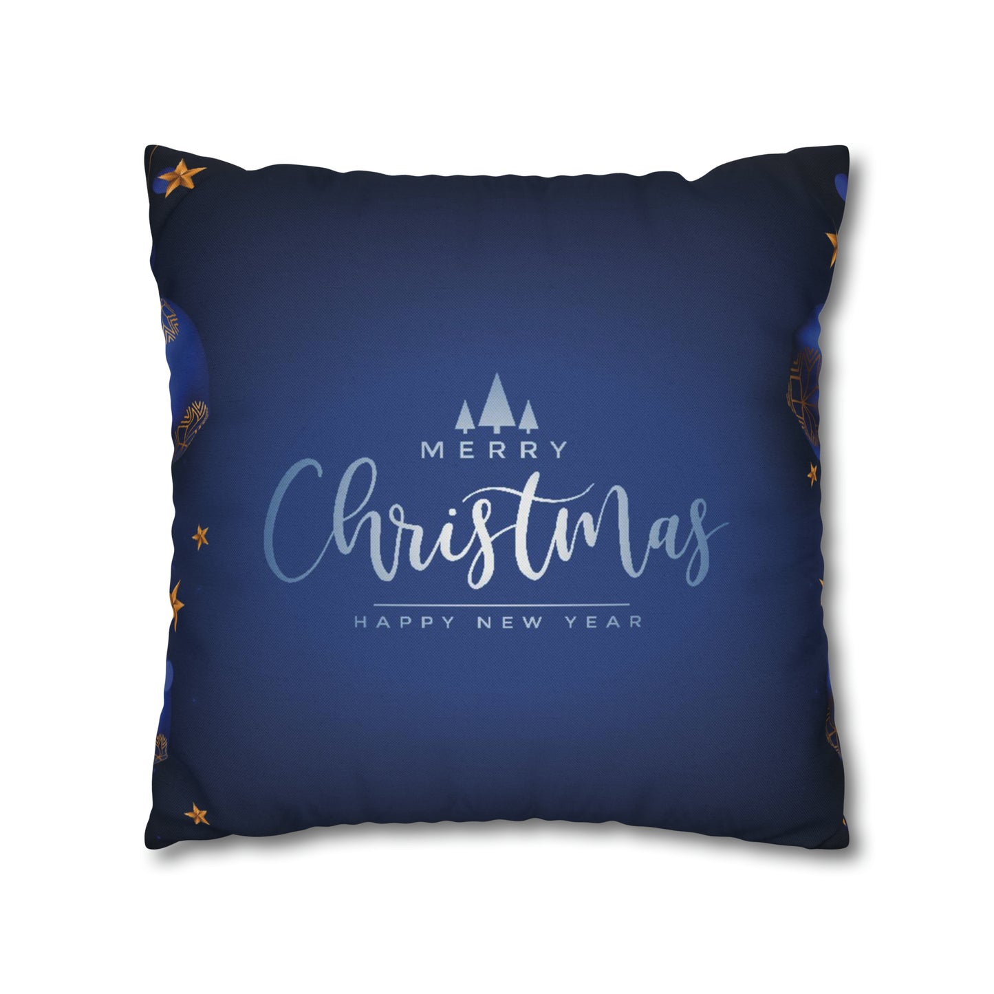 Dark Blue Christmas Spun Polyester Square Pillow Case