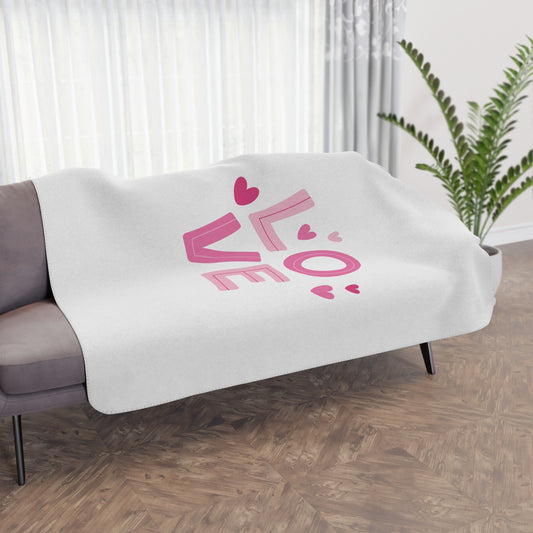 Love with Hearts Printed Tan Sherpa Valentine Blanket