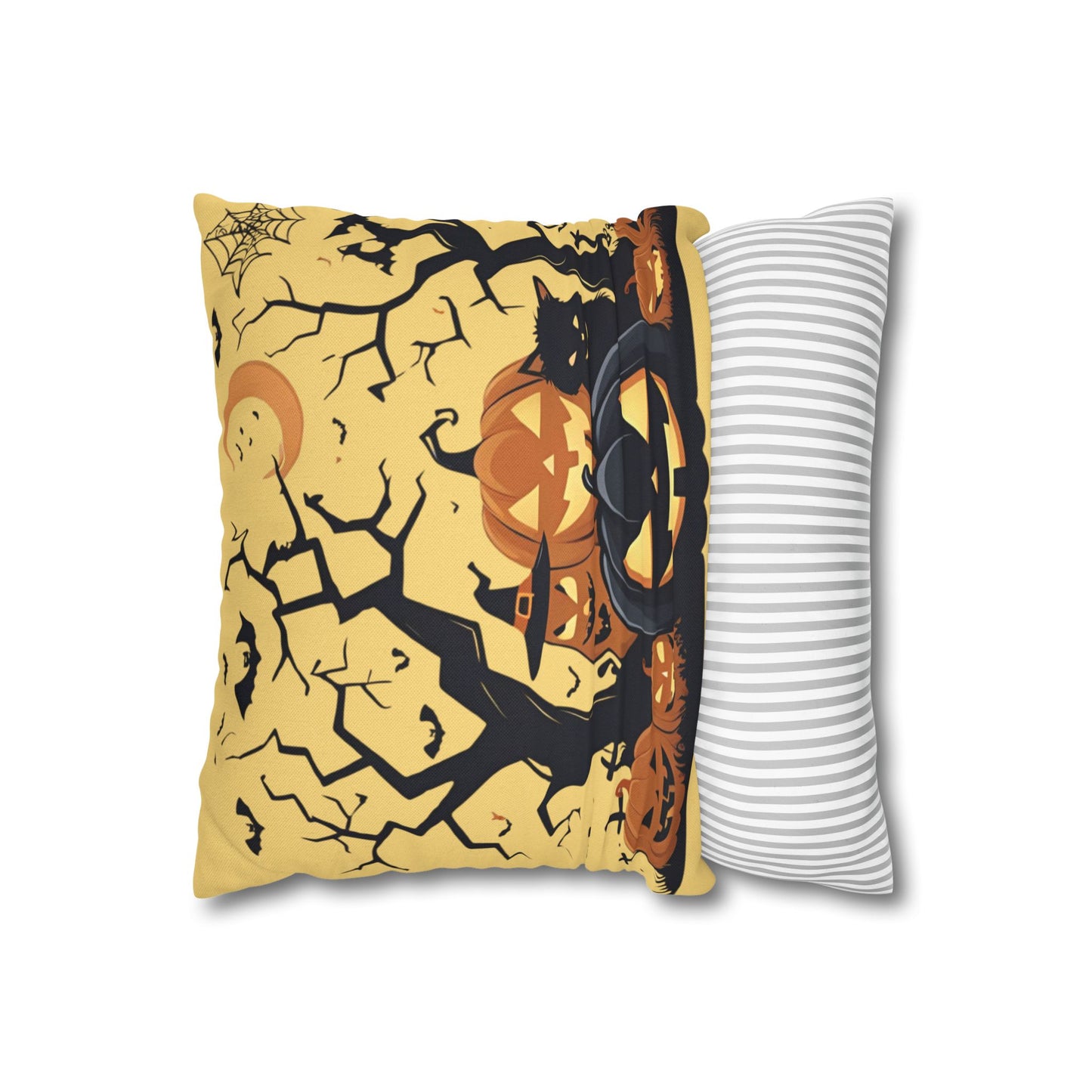 Square Pillowcase Halloween Spooky Pumpkins Fall Decor Throw Pillow Cover