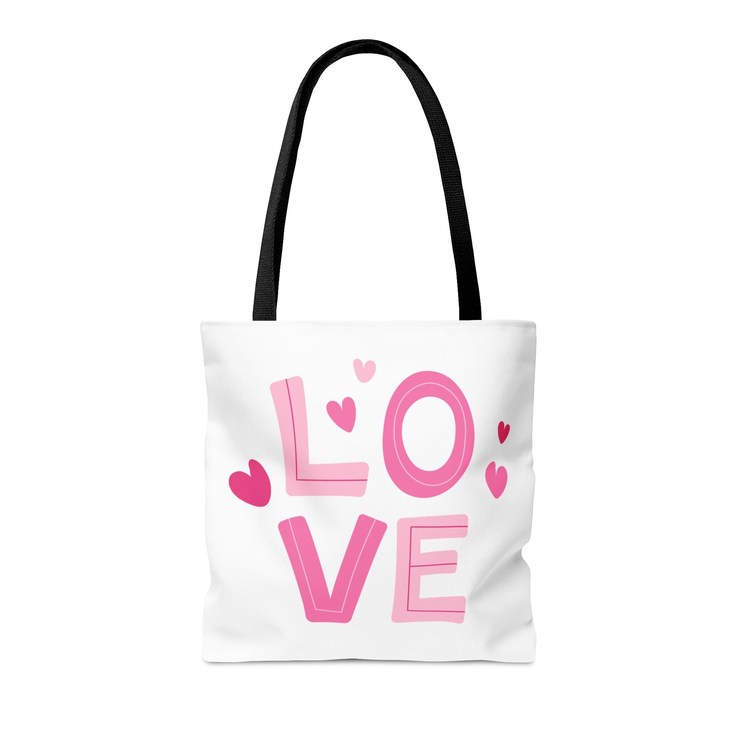 Love with Heart Printed Tote Bag, Valentine's Tote Bag, 3 Sizes