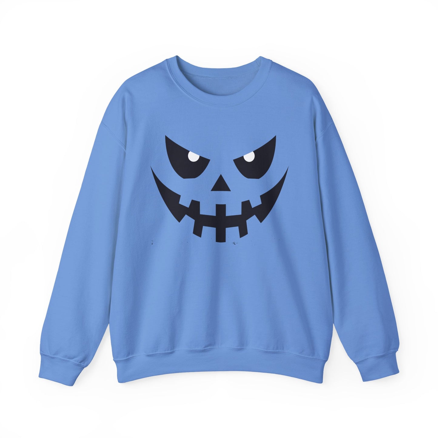 Creepy Pumpkin Face Halloween Sweatshirt – Beige Graphic Pullover for Spooky Season