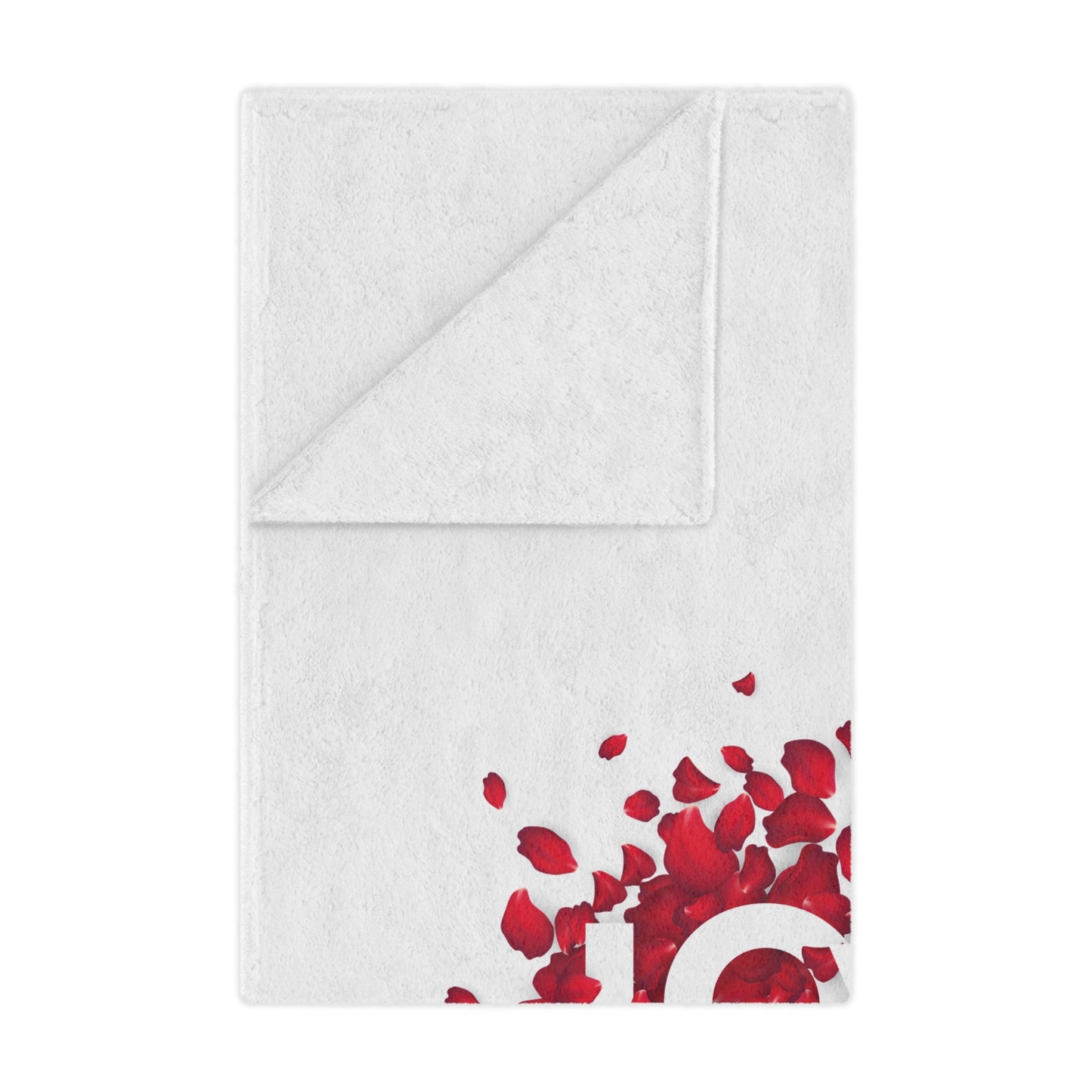 Love with Heart made of Flower Printed Valentine Minky Blanket, White & Red