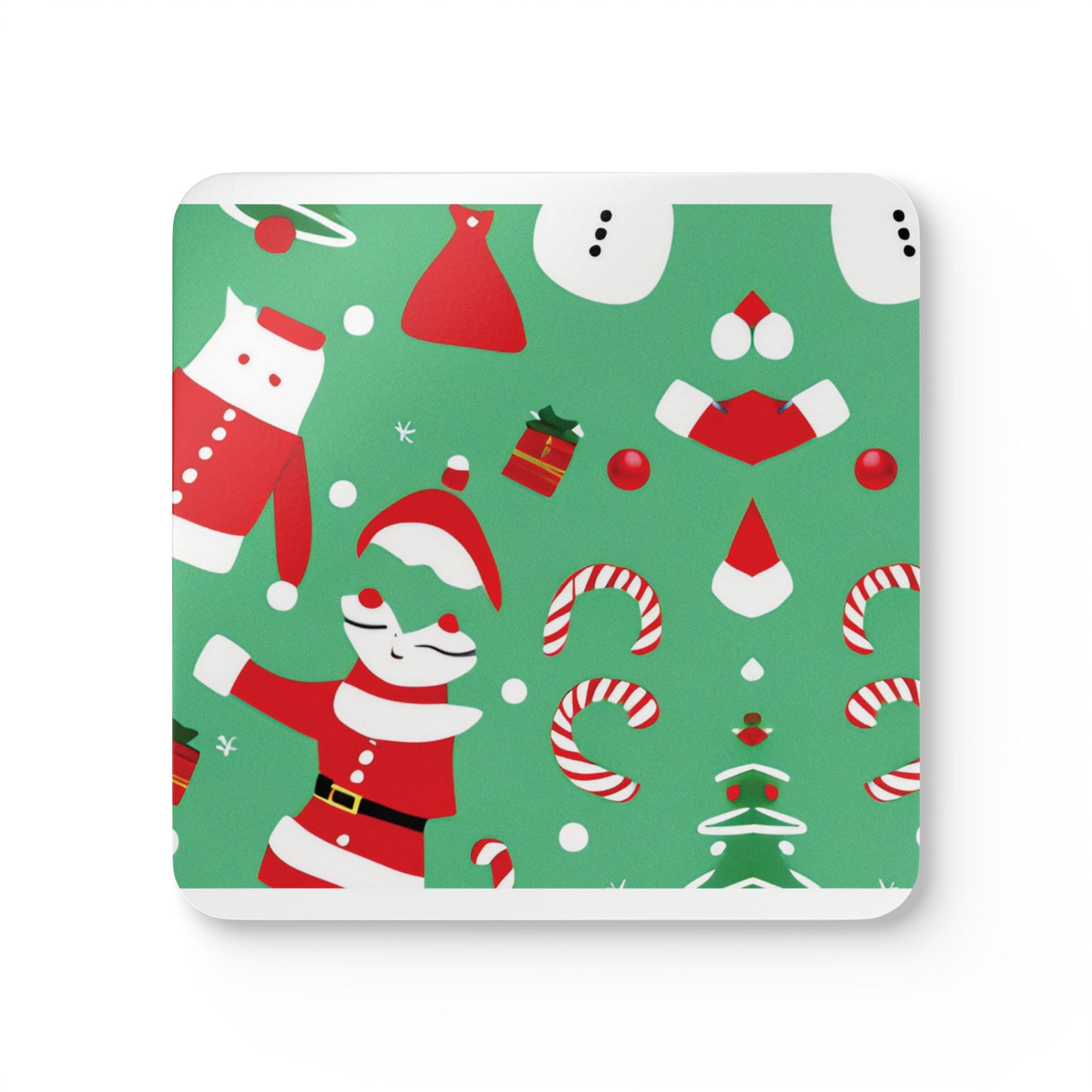 Christmas Corkwood Coaster Set – 4-Piece Holiday Drink Coasters