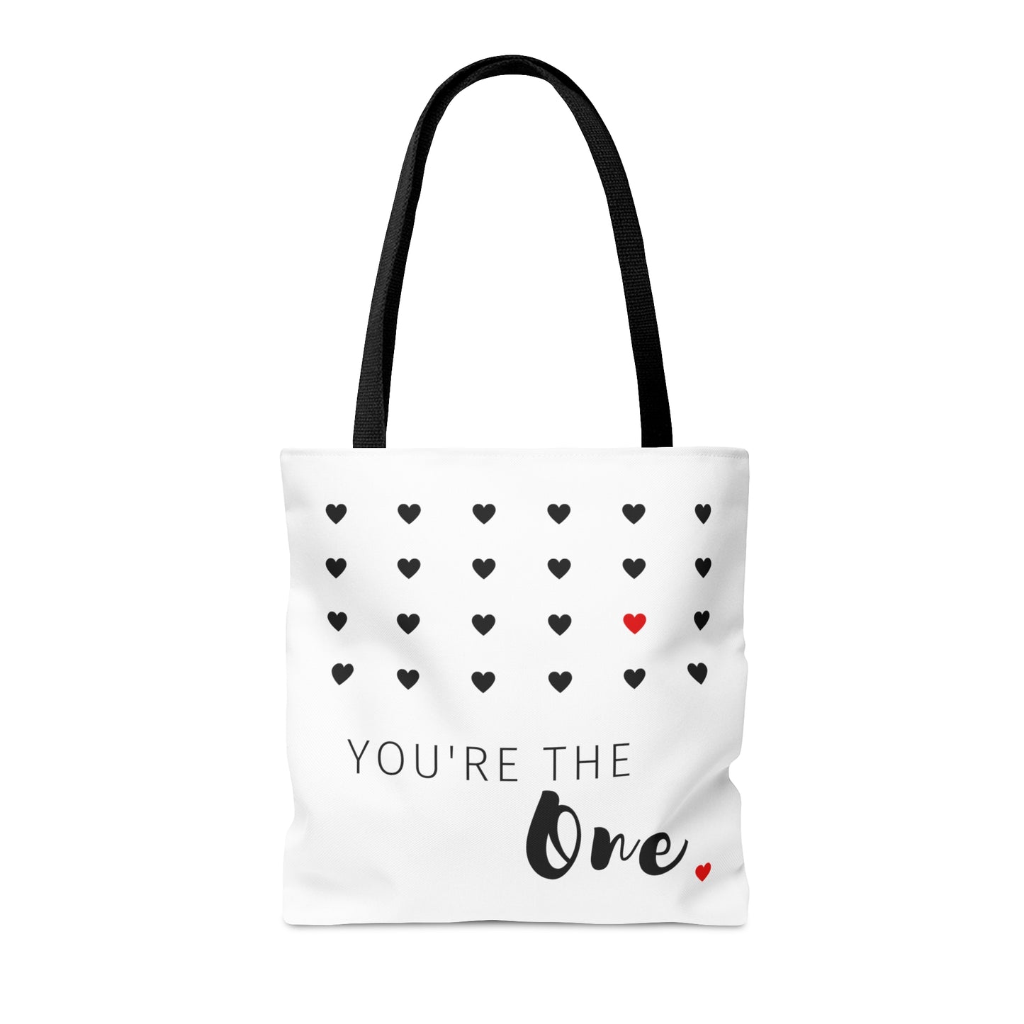 You are the one! with Heart Printed Tote Bag, Valentine Tote Bag