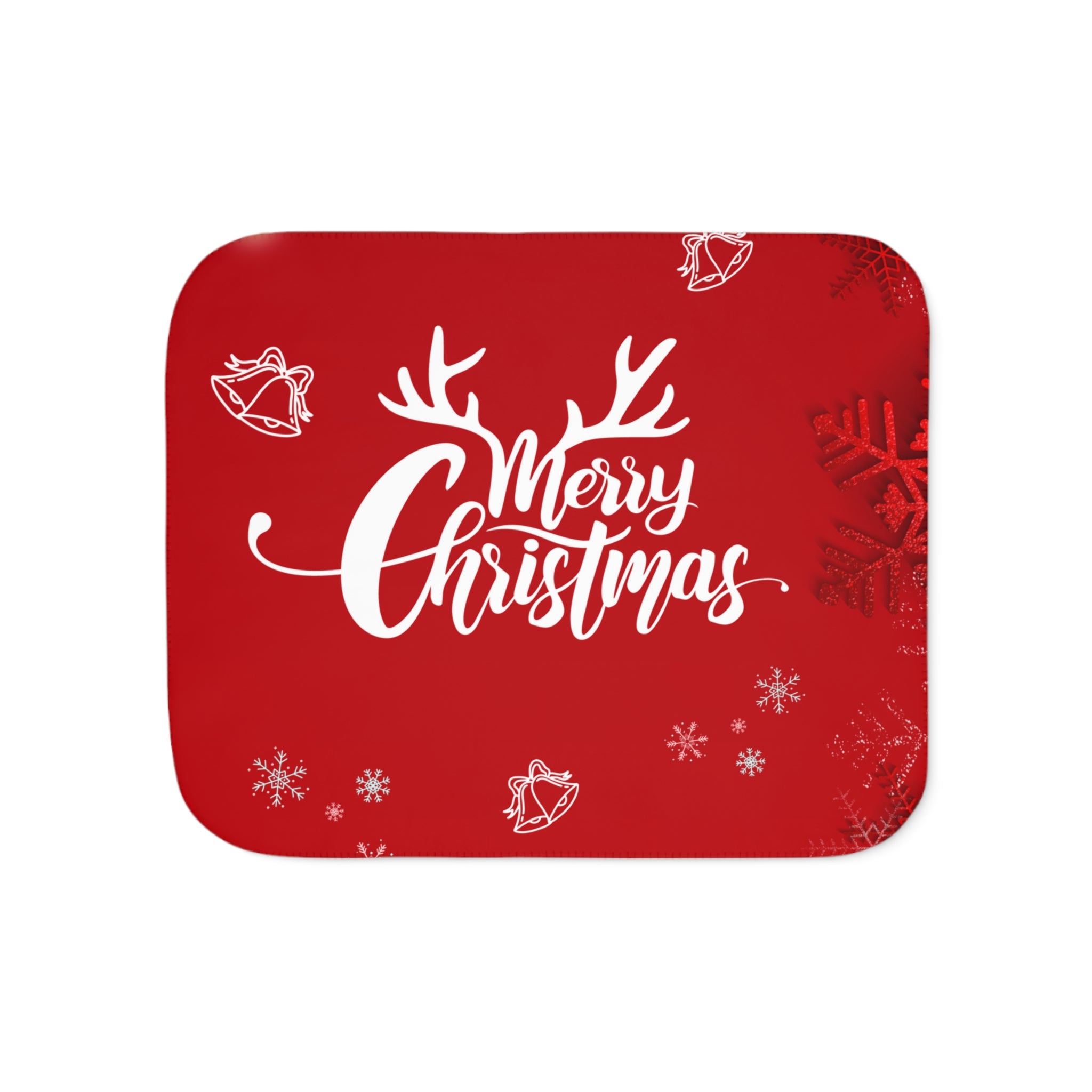Merry Christmas Printed Sherpa Blanket, Red