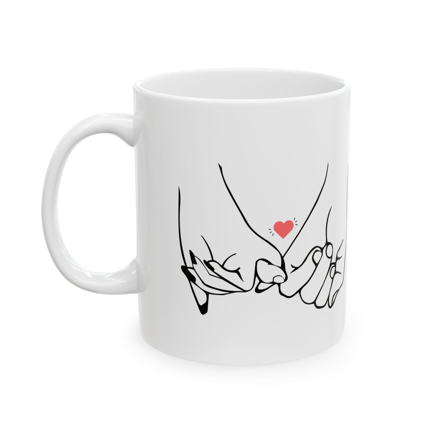 Couple's Hand with Loe You Printed Ceramic Mugs, 11oz