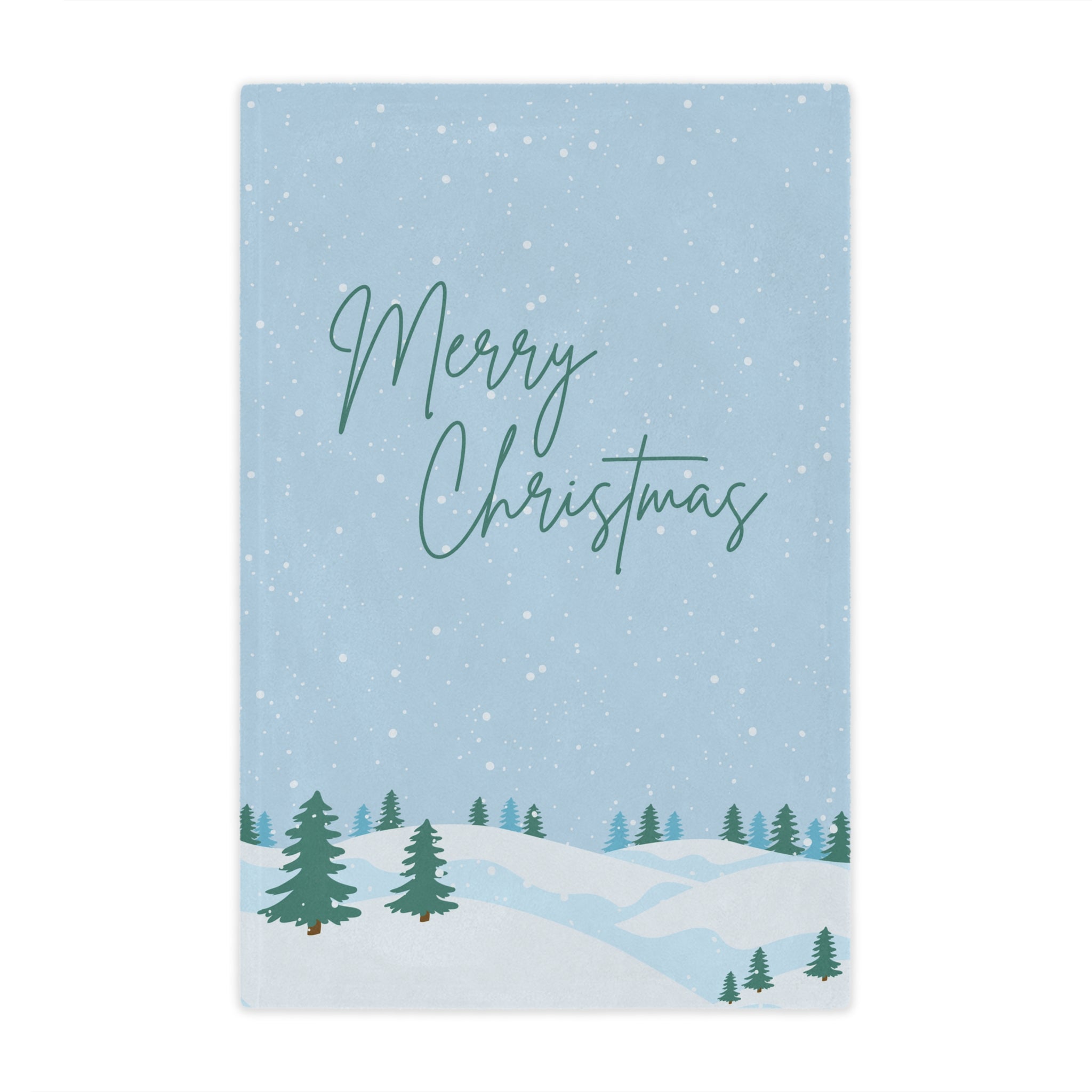 Merry Christmas Printed Minky Blanket, Sky Blue