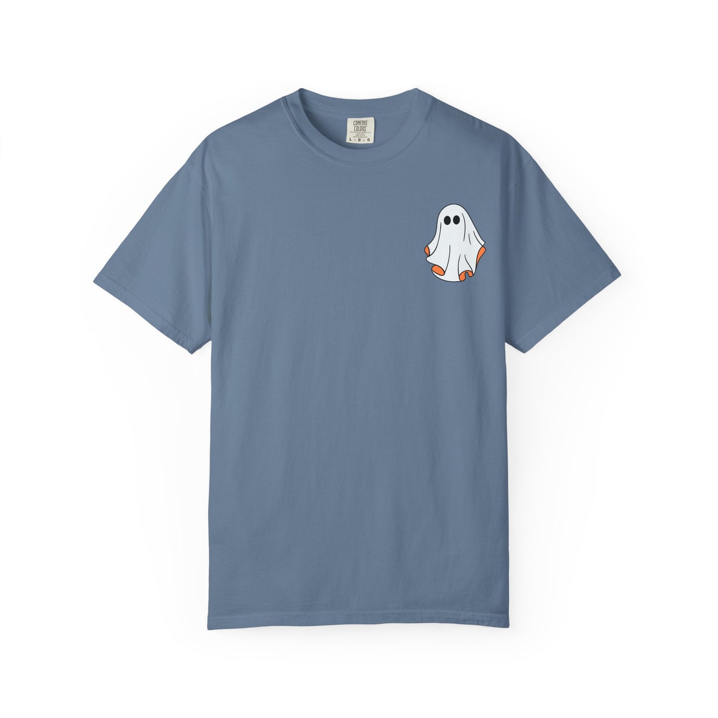Minimal Ghost Halloween T-Shirt – Cute Pocket Graphic Tee for Spooky Season