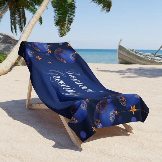 Holiday Beach Towel Season's Greetings Beach Towel, Blue