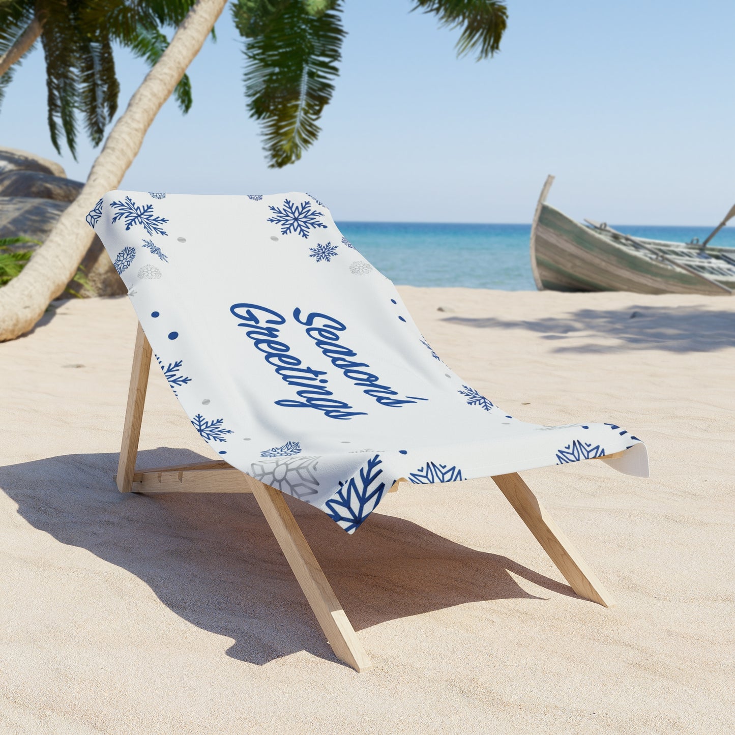 Holiday Beach Towel Season's Greetings Beach Towel, White