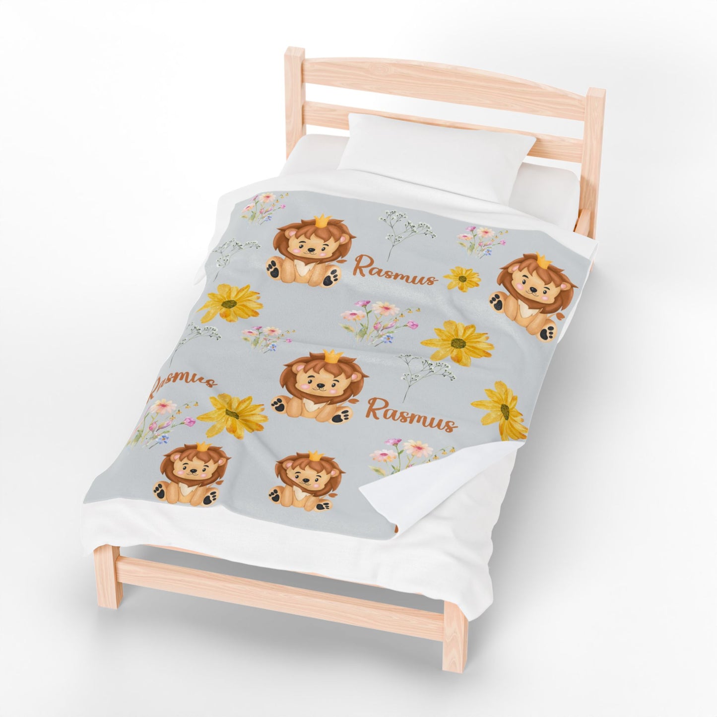 Personalized Lion Baby Blanket – Velveteen Plush Safari-Themed Name Blanket for Newborns, Baby Shower Gift