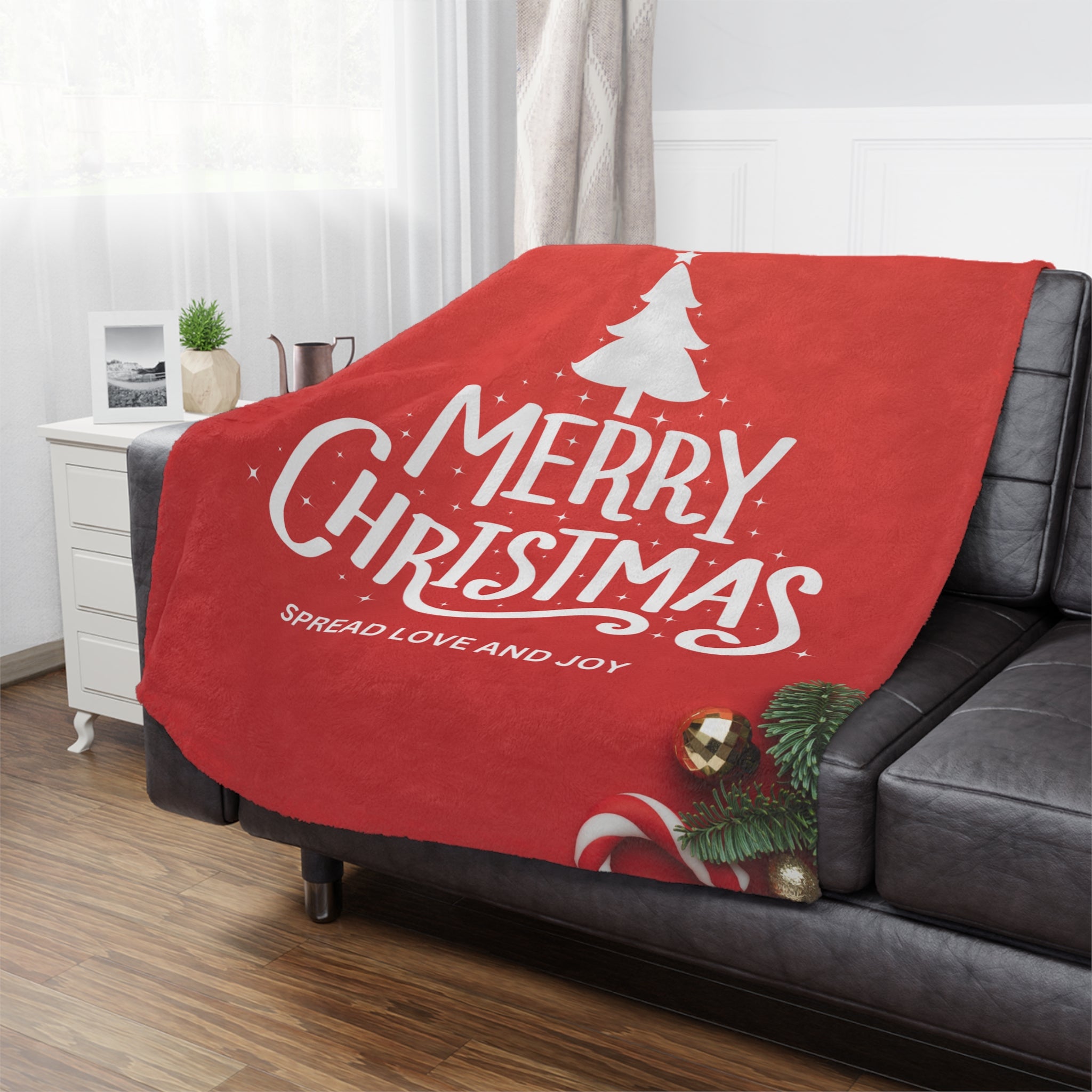 Merry Christmas, Spread Love and Joy Printed Minky Blanket